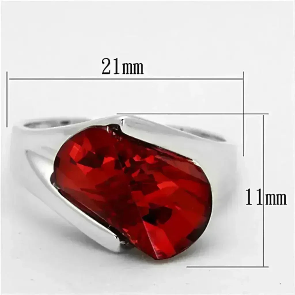 LOS640 - Silver 925 Sterling Silver Ring with AAA Grade CZ in Garnet