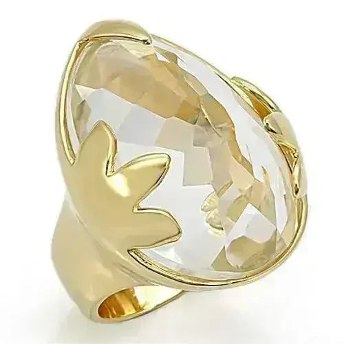 LOS206 - Gold 925 Sterling Silver Ring with Genuine Stone in Clear