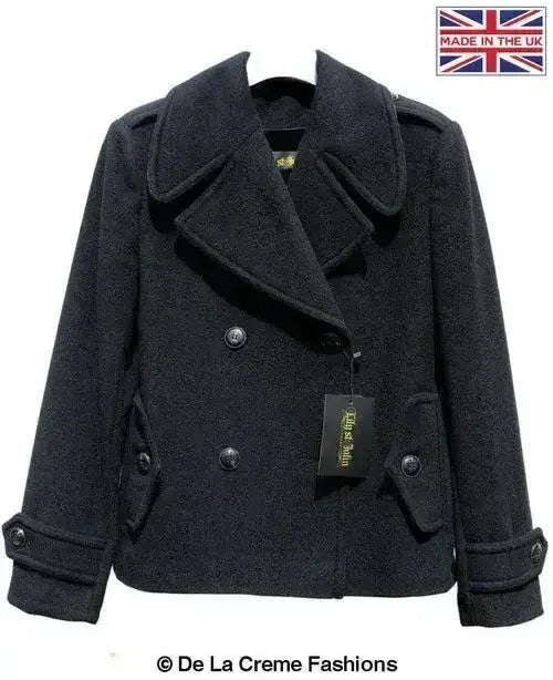 Harris Tweed Pea Coat - Wool Cashmere Blend | Femstylo