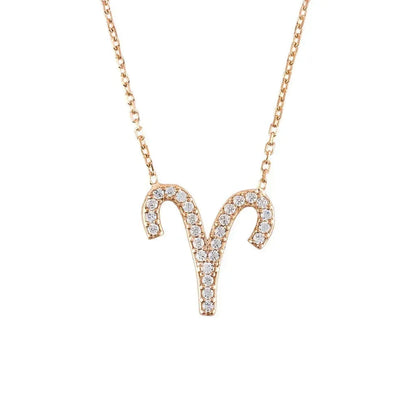 Zodiac Star Sign Pendant Necklace Rose Gold Aries