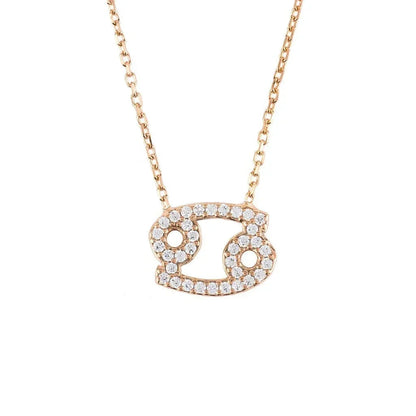 Zodiac Star Sign Pendant Necklace Rose Gold Cancer