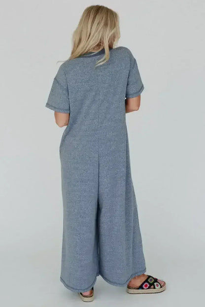 Jet Stream Patchwork Pocket Short Sleeve Jumpsuit