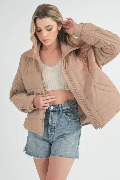 Aemi + Co Quilted Zip Up Puffer Jacket