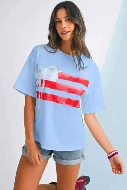 White Flag Bow Graphic Crewneck Tee