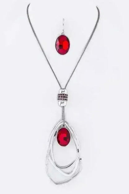 Crystal Drop & Hoops Necklace Set
