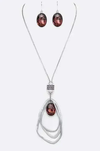 Crystal Drop & Hoops Necklace Set