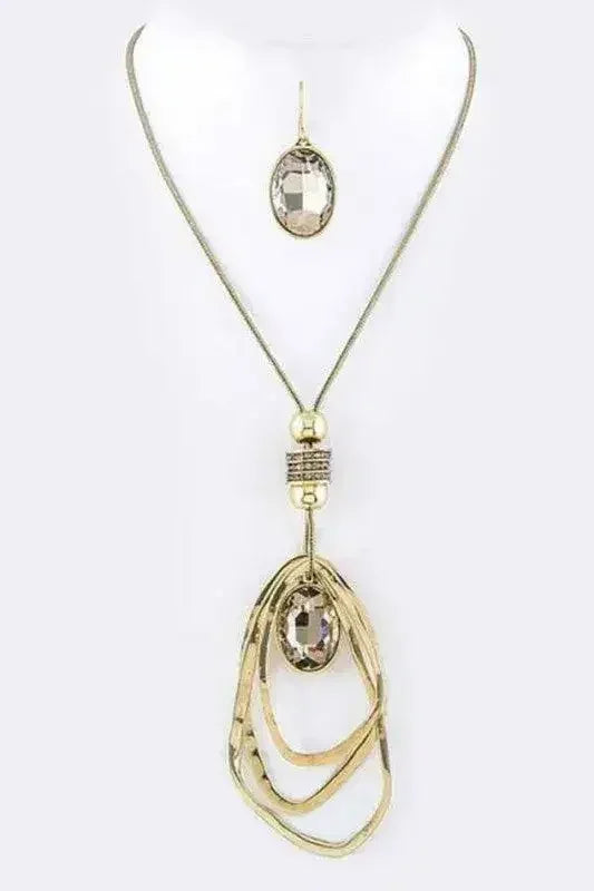 Crystal Drop & Hoops Necklace Set