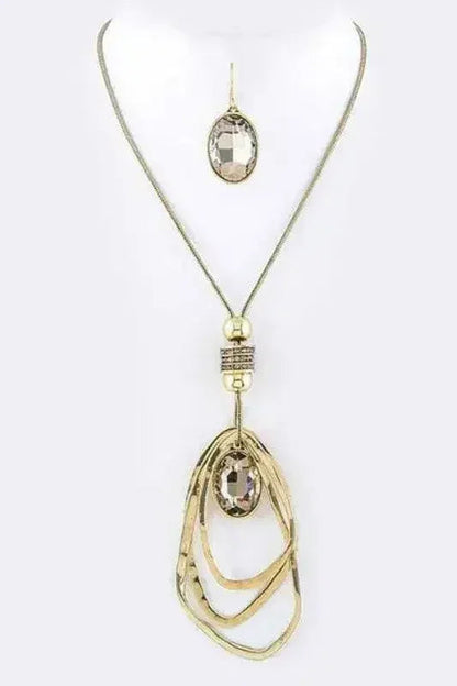 Crystal Drop & Hoops Necklace Set
