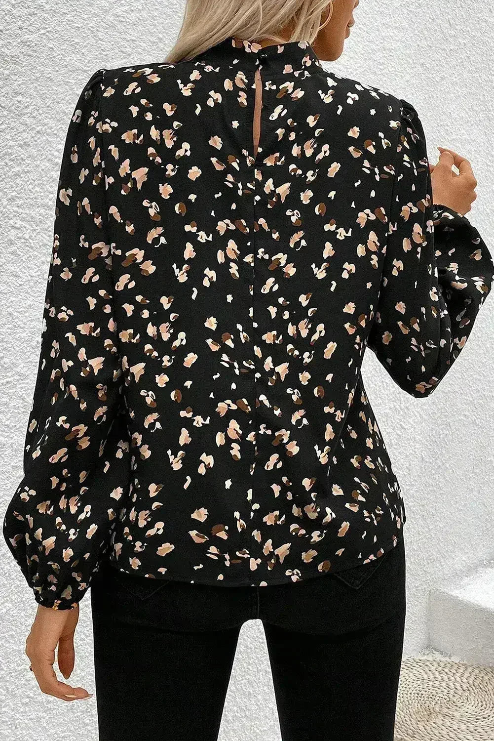 White Leopard Print Lantern Sleeve Blouse | Femstylo