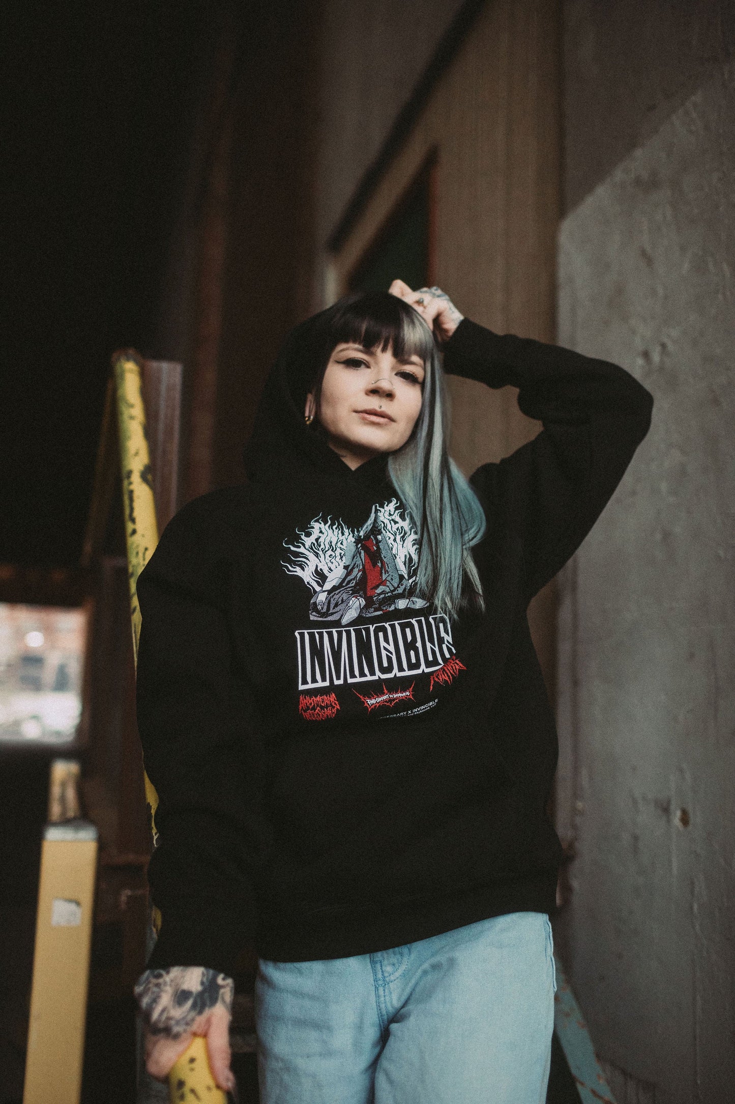 Neck Snap Pullover Hoodie