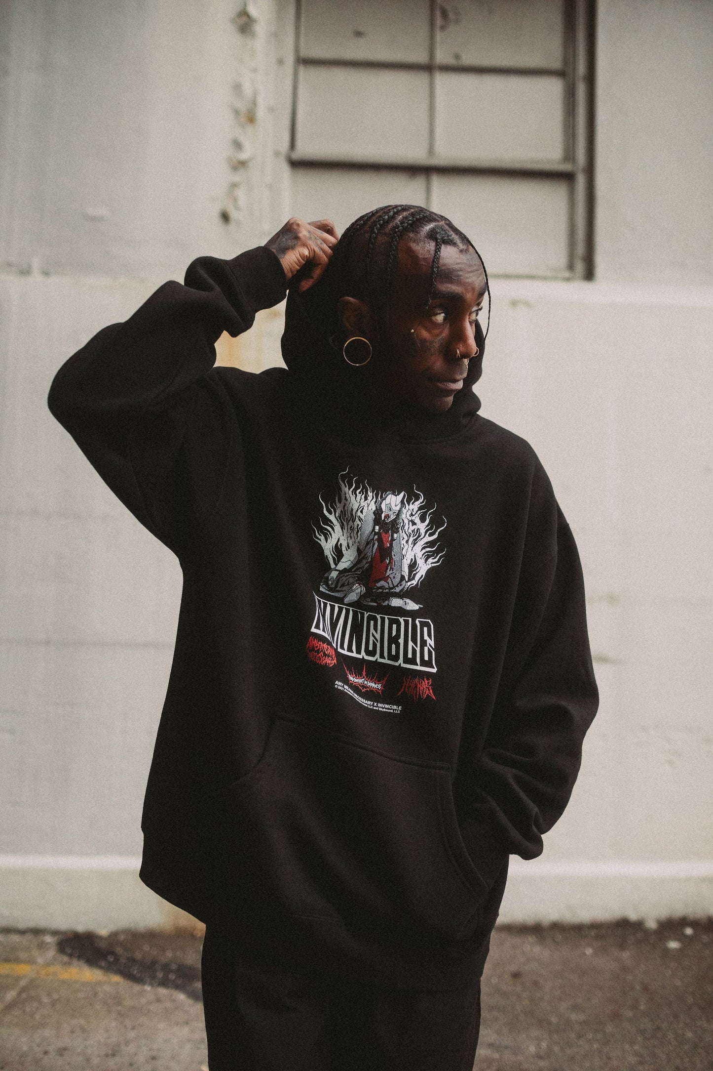 Neck Snap Pullover Hoodie