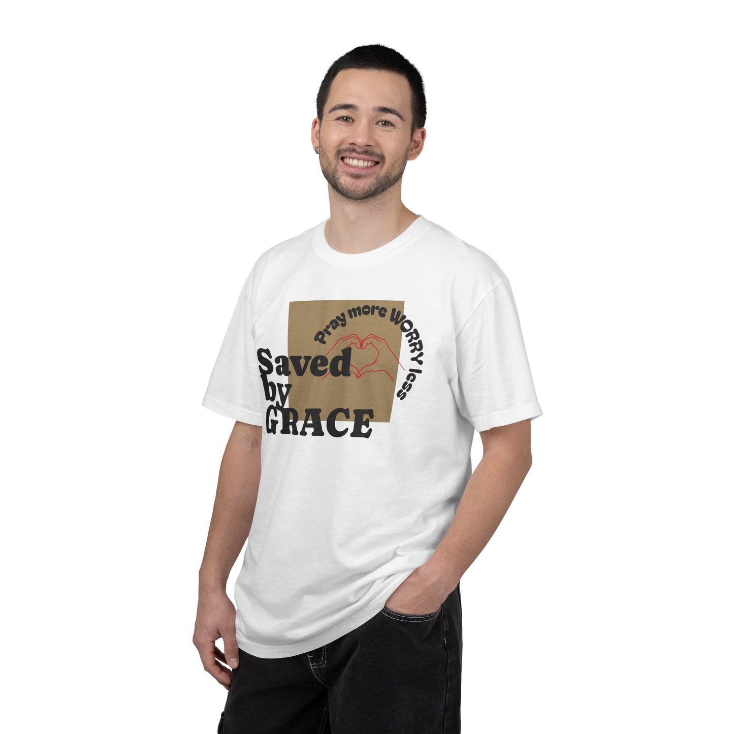 Saved by Grace T-Shirt – Pray More Worry Less Christian Tee