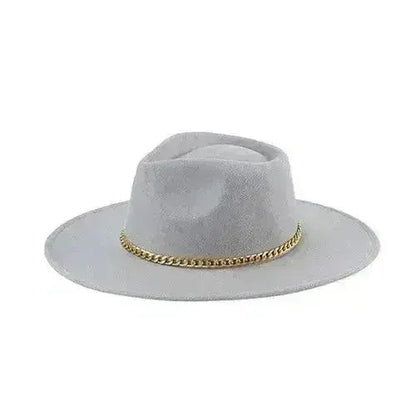 Chain Belt Fedora Hat - Suede-Like Polyester Hat | Femstylo