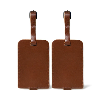 Dark Brown Leather Luggage Tags Set