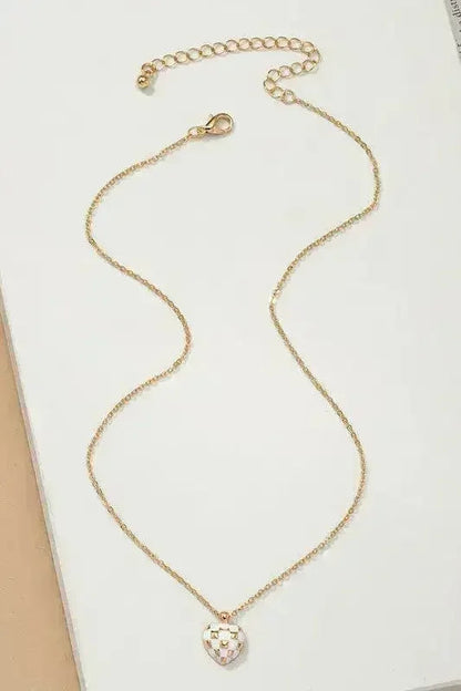 Checker Heart Pendant Necklace