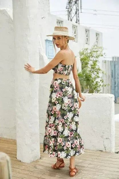 Women's 2Pcs Floral Long Skirt Set