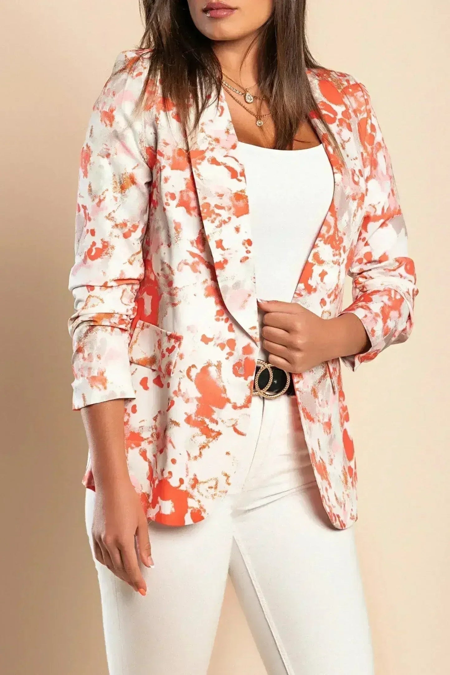 Rose Pink Long Blazer with 3/4 Sleeves | Italian Made