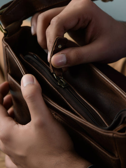 Side Leather Messenger Bag