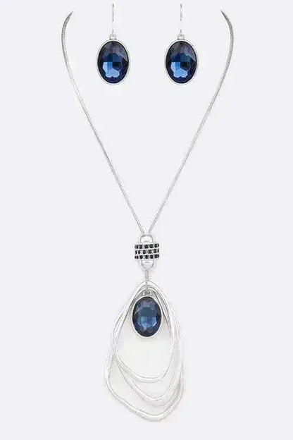 Crystal Drop & Hoops Necklace Set