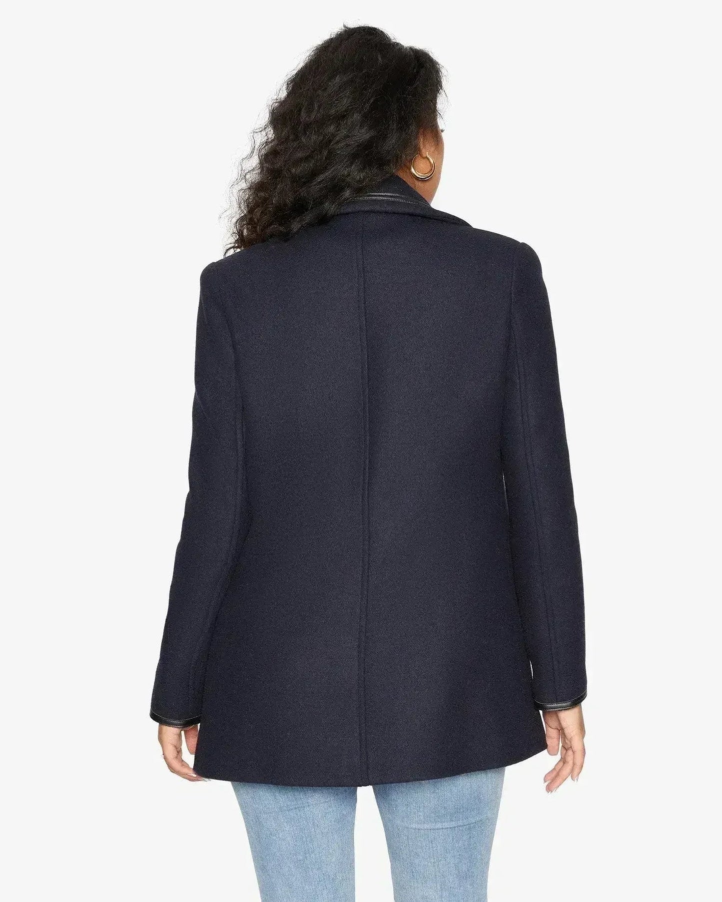 Wool Blend Contrast Trim Coat (1920)