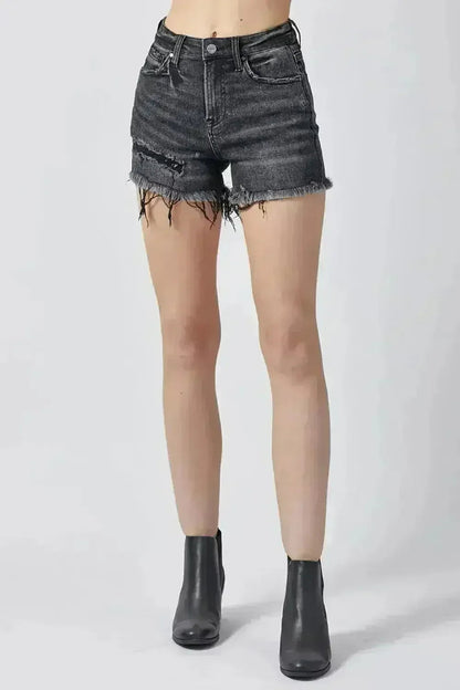 RISEN Raw Hem Denim Shorts with Pockets