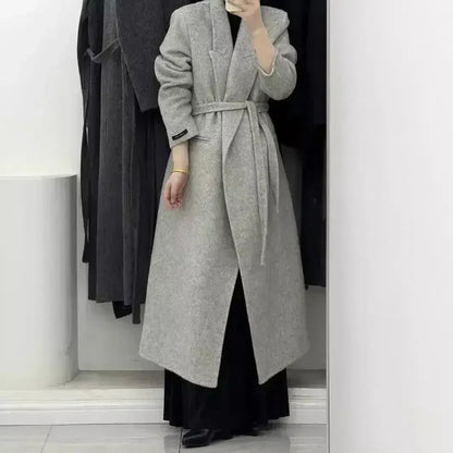 Angora Red Women's Loose Double-Sided Wool Overcoat – Elegant & Cozy