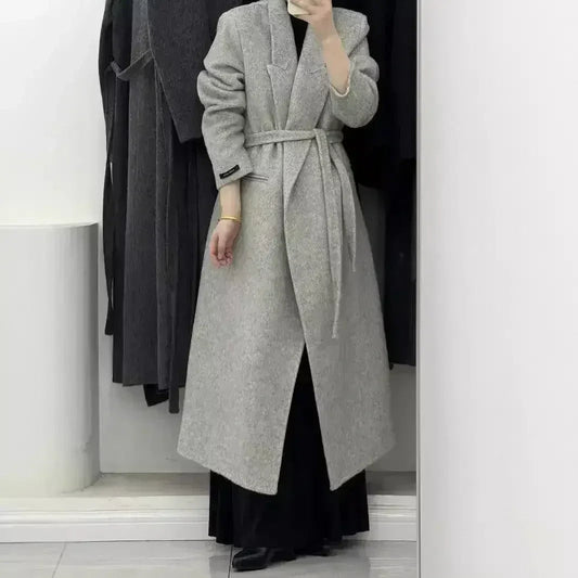 Angora Red Women's Loose Double-Sided Wool Overcoat – Elegant & Cozy