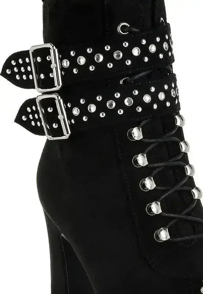 Punk Harness Boots - Studded High Heel Boots | Femstylo