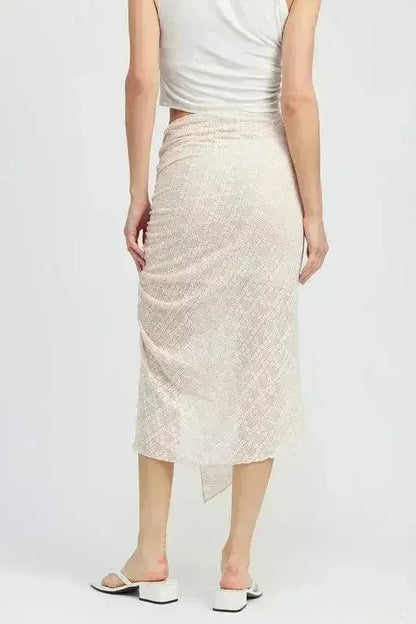 RUCHED LACE SKIT WITH HIGH SLIT
