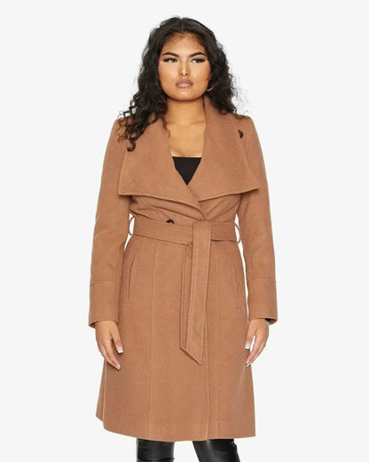 Waterfall Lapel Double Breasted Duster Coat