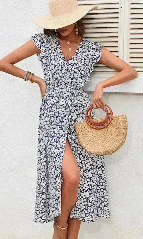 Floral V-Neck Dress – Feminine & Flowy Spring Style