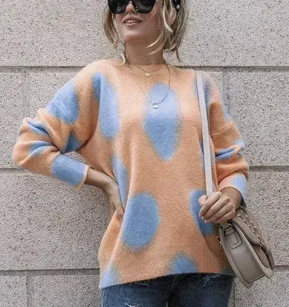 Pattern Drop Shoulder Sweater - Oversized Winter | Femstylo