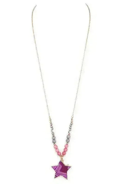 Gold Painted Cutout Agate Star Pendant Necklace