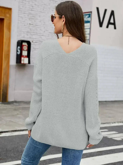 V-Neck Rib-Knit Top - Comfort Women's Shirt | Femstylo