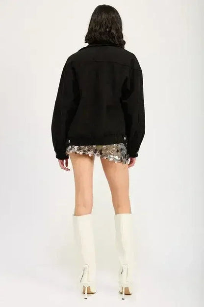 Sequin Emerald Green Mini Skirt – Sparkly with Thigh Slit | Sizes S-L