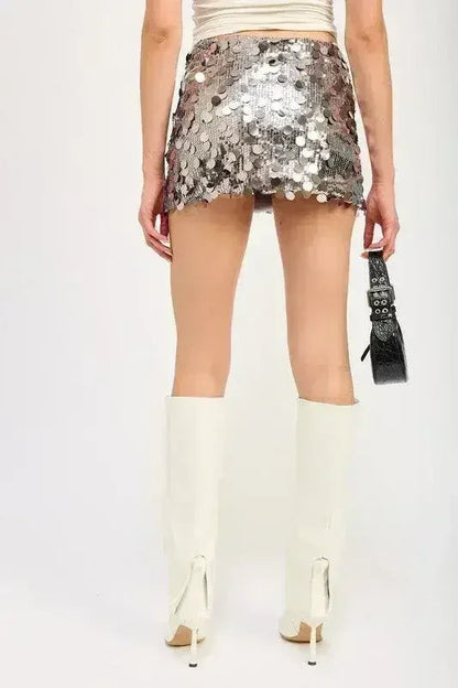 Sequin Emerald Green Mini Skirt – Sparkly with Thigh Slit | Sizes S-L