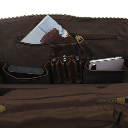 Alpha Brown Buffalo Leather Travel Backpack