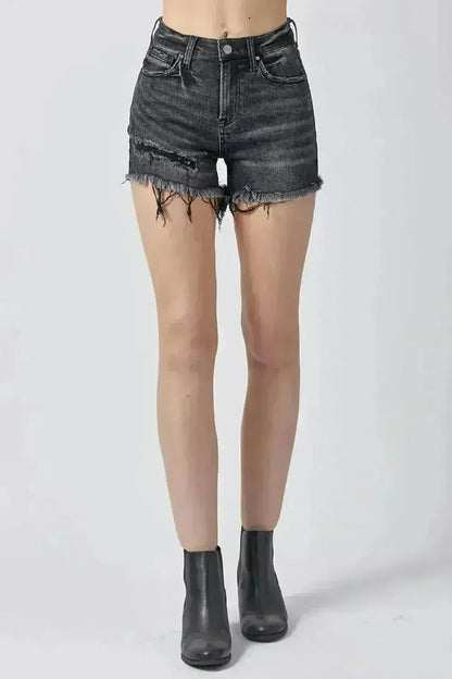 RISEN Raw Hem Denim Shorts with Pockets