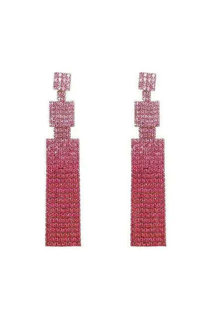 Rhinestone Drop Earrings | Sparkling Tassel Dangle Earrings - Femstylo