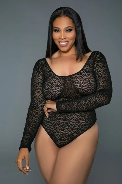 Leopard Bodystocking Bodysuit | Open Back Crisscross - Femstylo