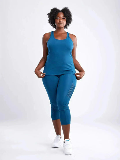 High-Waisted Pilates Leggings with Side Pockets & Mesh Panels
