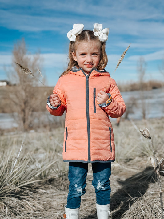 Flowers Lightweight Reversible Puffy Jacket - Kids Outdoor Adventure Wear