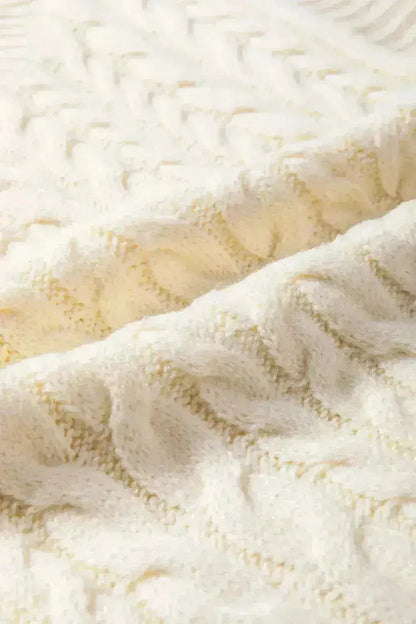 Cable Knit Sweater Vest – High Neck & Textured Oatmeal