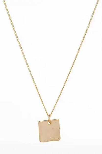 Gold Twisted Ring & Square Pendant Necklace Set - Nickel-Free