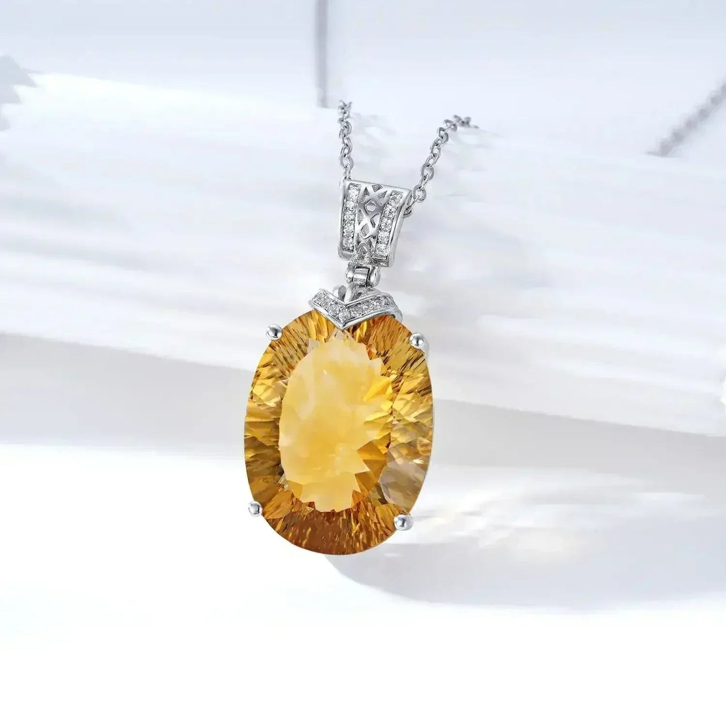 LuxeJewels™ – Solaris Gemdrop Citrine Pendant Necklace