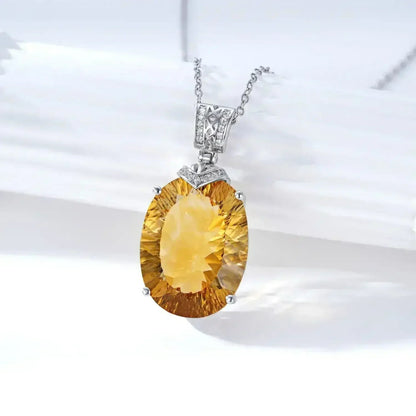 LuxeJewels™ – Solaris Gemdrop Citrine Pendant Necklace