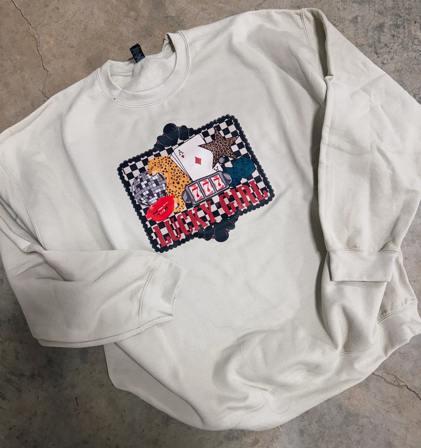 Lucky girl checker collage Tee or Sweatshirt