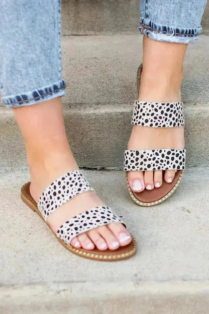 Leopard Dalmatian Print Suedette Slide Sandals