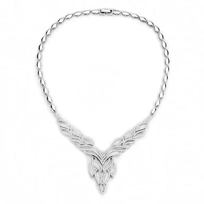 3W1418 - Rhodium Brass Jewelry Sets with AAA Grade CZ  in Clear