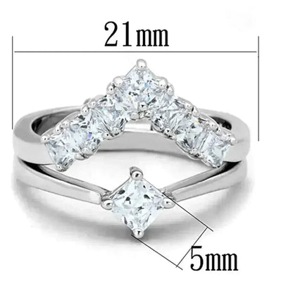 3W815 Rhodium Brass Ring – AAA Clear CZ Solitaire